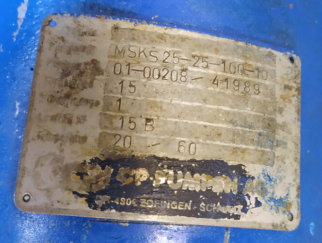 CP Pumpen Typenschild